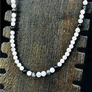 Rainbow Moonstone + Tourmaline Quartz  Beaded Women's Necklace | Choker